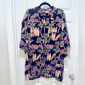 The Disney Catalog Hawaiian Shirt Mickey Surfboard VINTAGE vtg button down